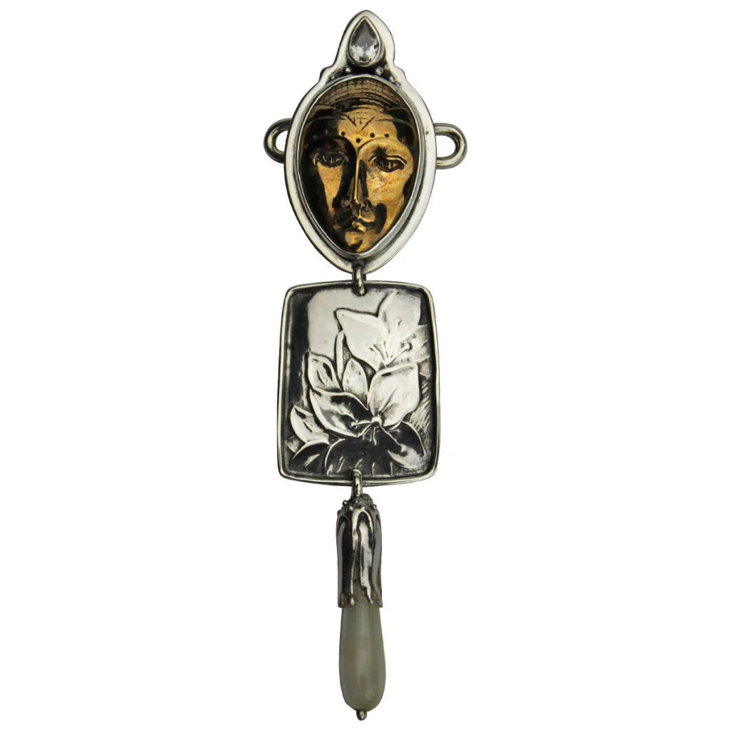 Tabra Jewelry 925 Silver Mother Of Pearl Lotus Connector Charm Vault Ch601